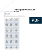 Past Tense Irregular Verbs List: English Grammar Notes
