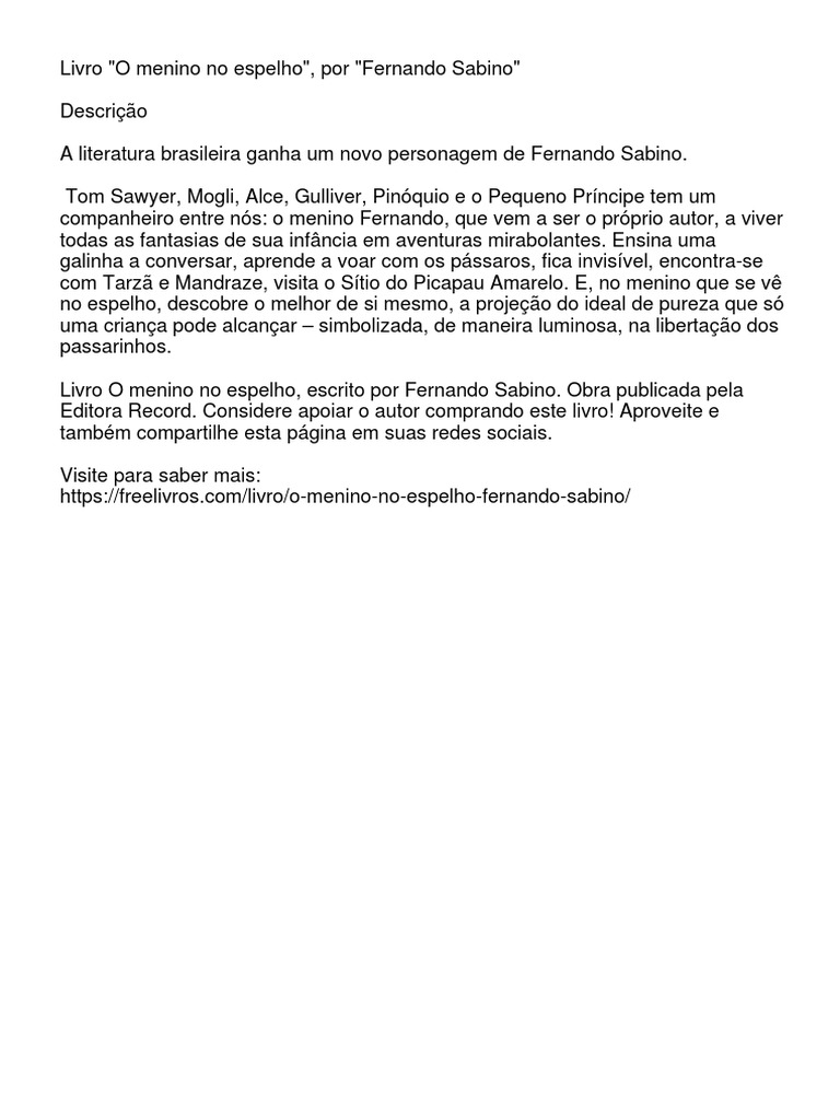 O Menino No Espelho – Fernando Sabino | PDF