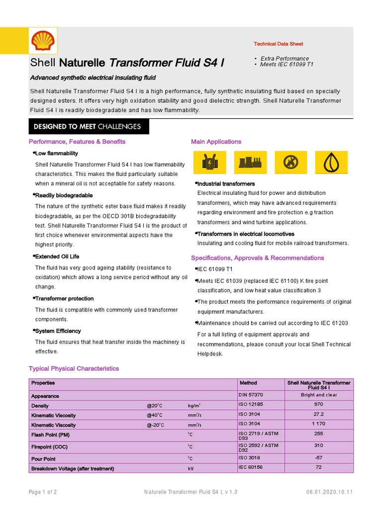 Shell Naturelle Transformer Fluid S4 I | PDF | Transformer ...