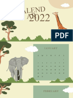 Green Illustration Wildlife 2022 Calendar