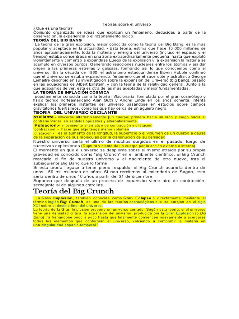 Teoría del Big Crunch y el universo | PDF | Universo | Big Bang