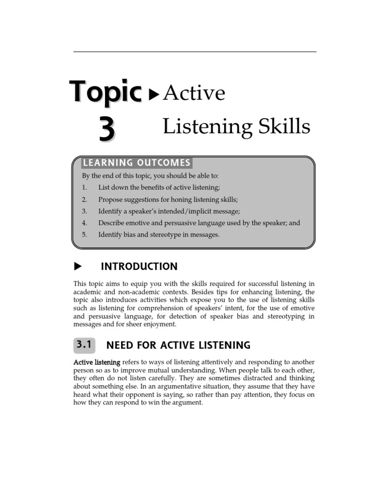 Active Listening Skills Overview | PDF | Nonverbal Communication | Baking