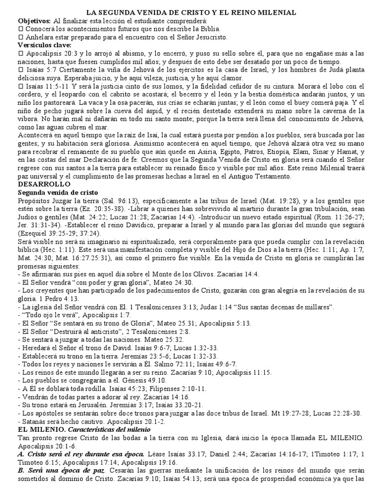 Segunda Venida y Reino Milenial de Cristo | PDF | Cristo (título ...