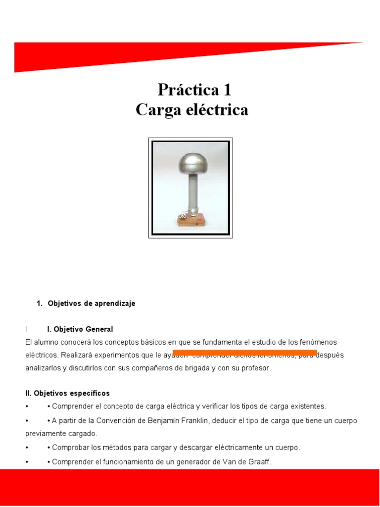 Practica 1 Carga Electrica PDF Electricidad Carga eléctrica