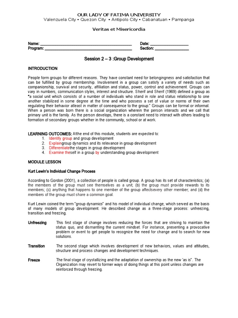 Group Development and Dynamics Module | PDF | Cognitive Science ...