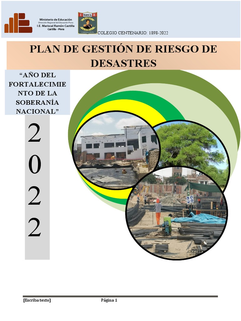 Plan de Gestión de Riesgos 2022 | PDF | Riesgo | Reducción de Desastres