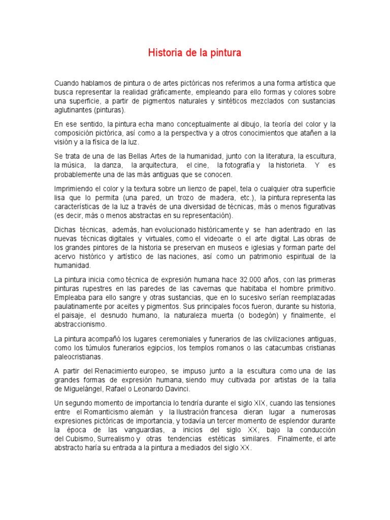 Historia de La Pintura | PDF | Pinturas | Arte abstracto
