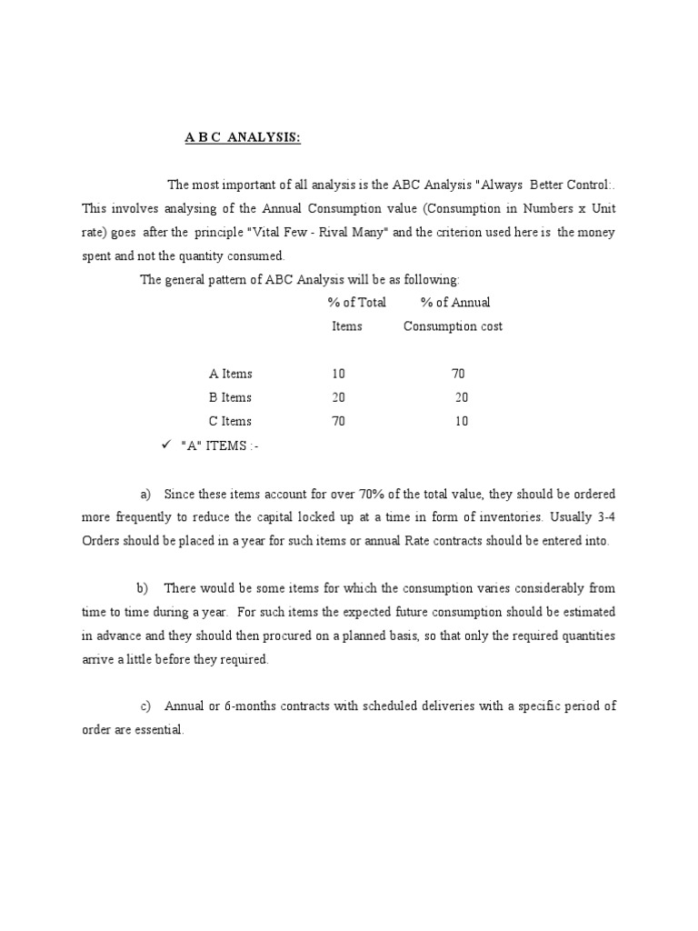 ABC Analysis for Inventory Management | PDF | Finance & Money ...