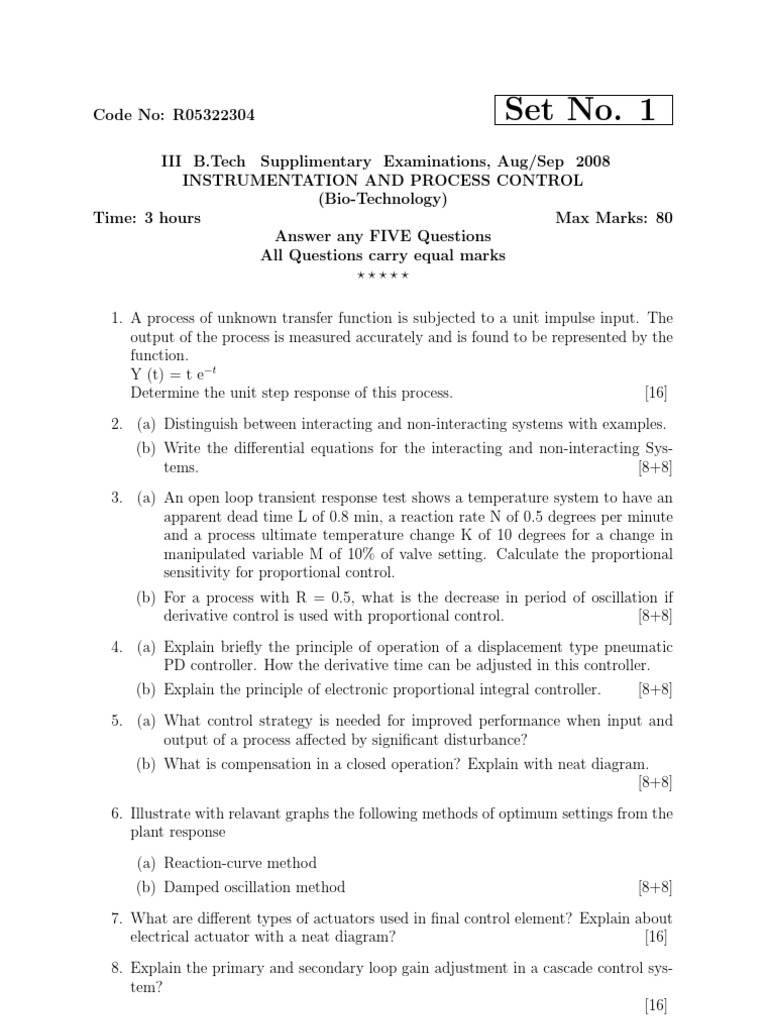 Instrumentation and Process Control Exam Guide | PDF