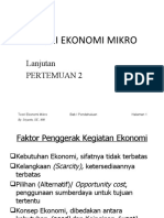 Teori Ekonomi Mikro: Lanjutan Pertemuan 2