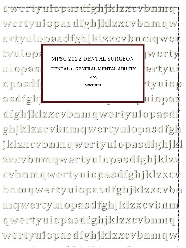Combined Mock Test 1 MPSC 2022 Dental Surgeon 1 PDF Human Anatomy