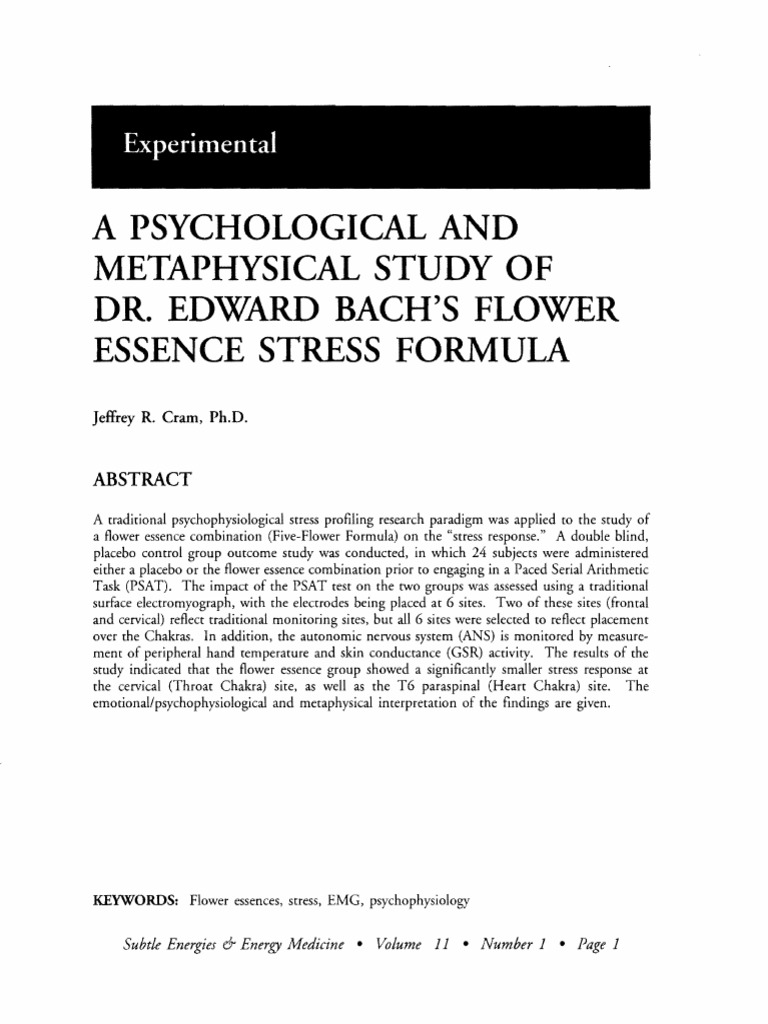 A Psychological and Metaphysical Study of Dr. Edward Bach'S Flower