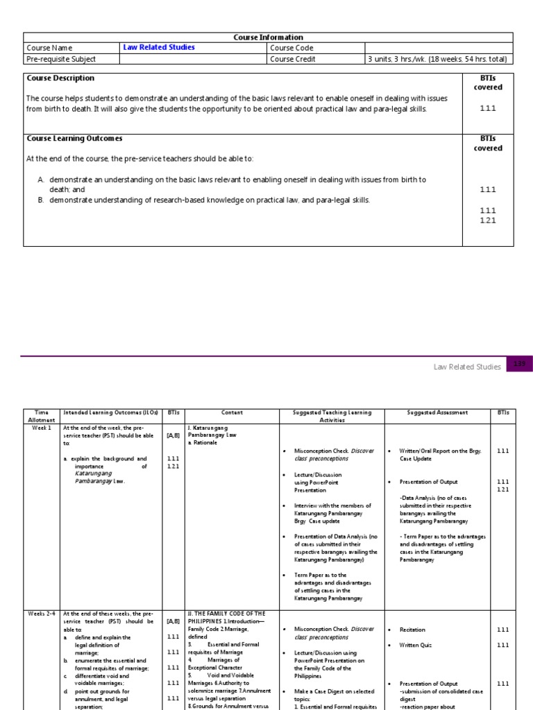 Law Related Studies Course Overview PDF
