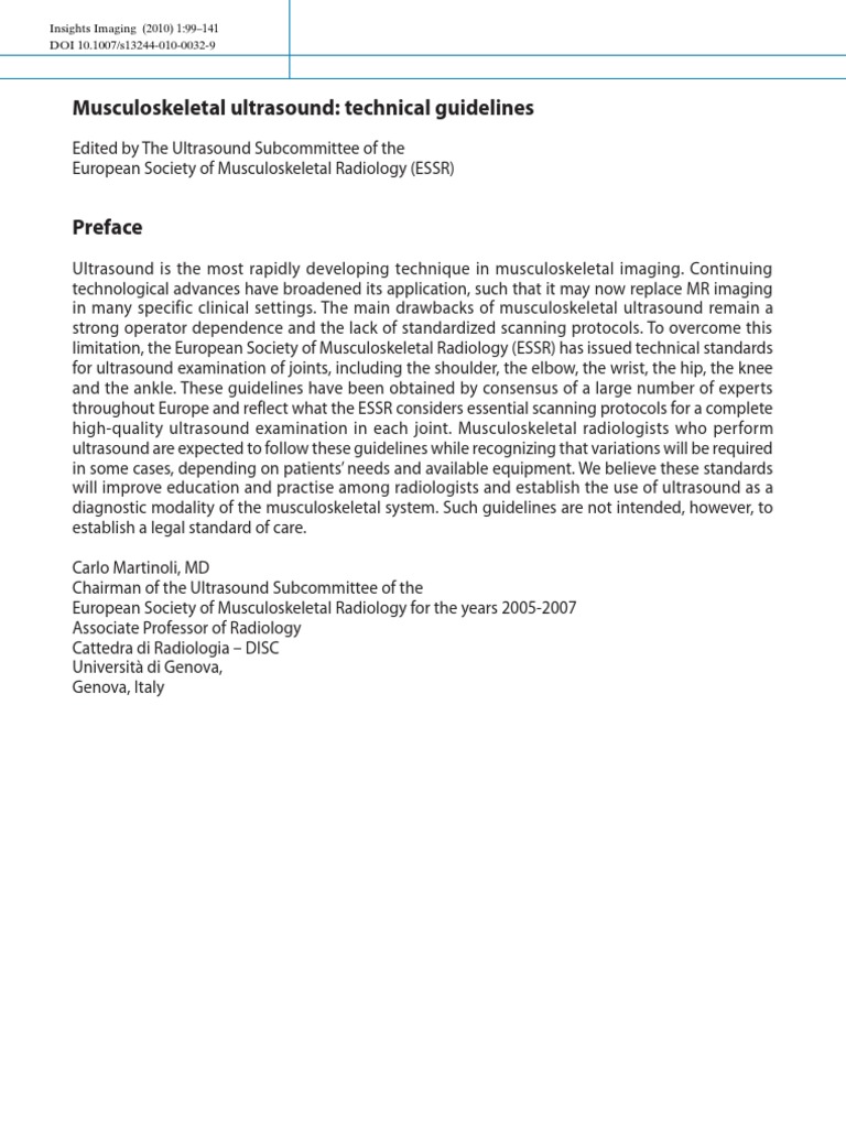 Musculoskeletal Ultrasound Technical Guidelines PDF Elbow Thumb