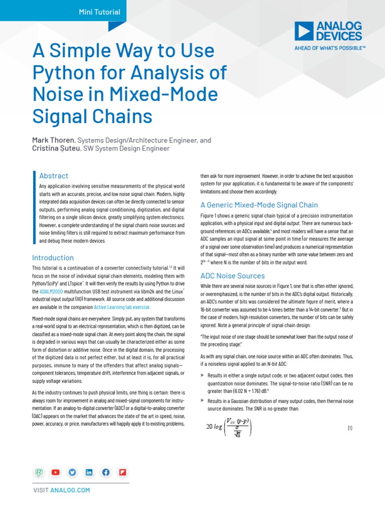 Use Python For Analysis of Noise | PDF | Analog To Digital Converter ...