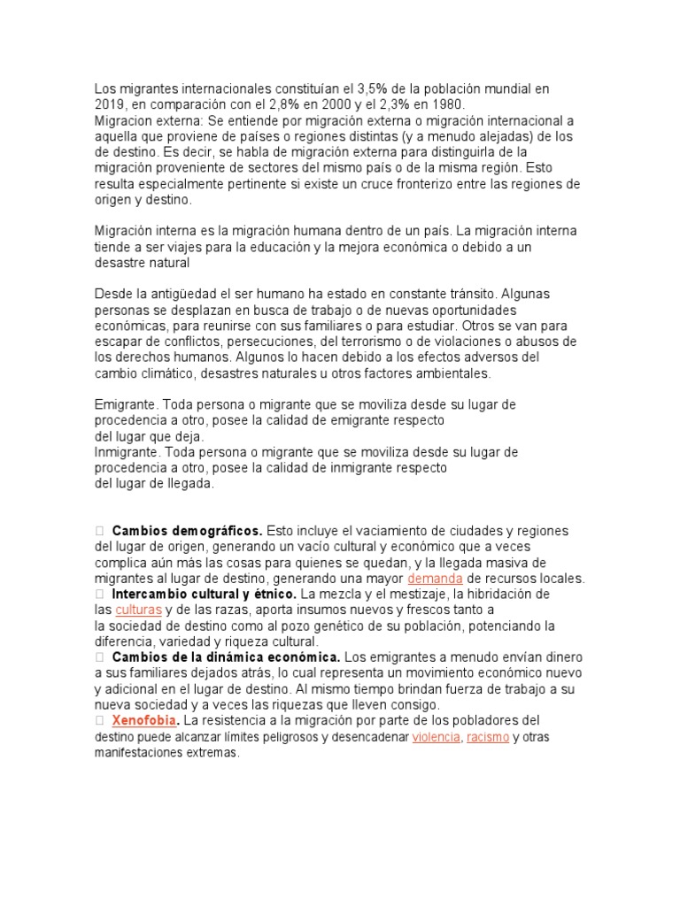 Impacto Global de la Migración | PDF | Migración humana | Inmigración