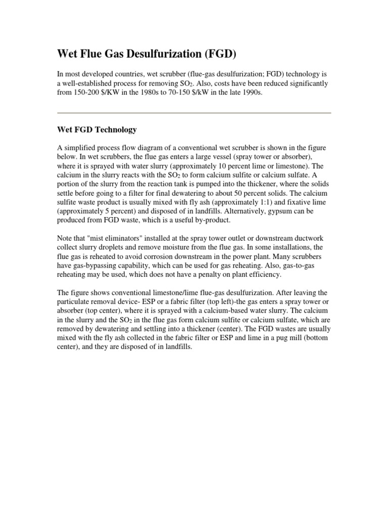 Wet Flue Gas Desulfurization | PDF | Environmental Technology | Air ...