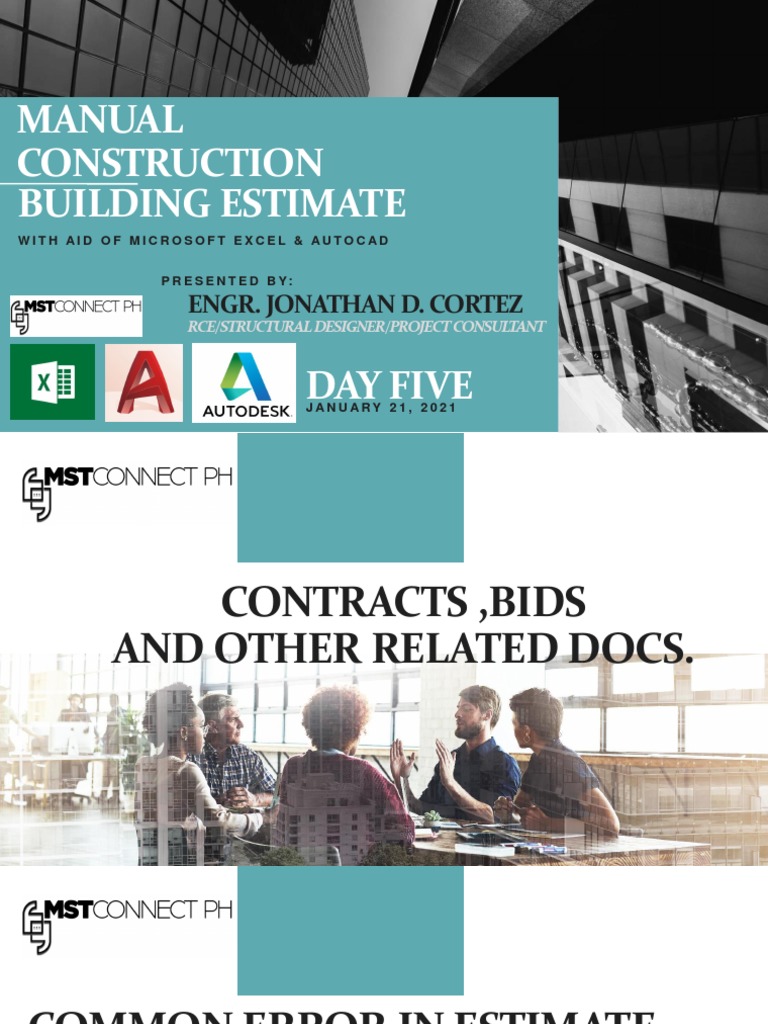 Construction Estimation Guide with Excel | PDF