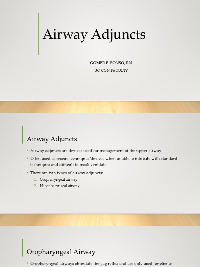 Airway Adjuncts Pdf Clinical Medicine Medical Specialties