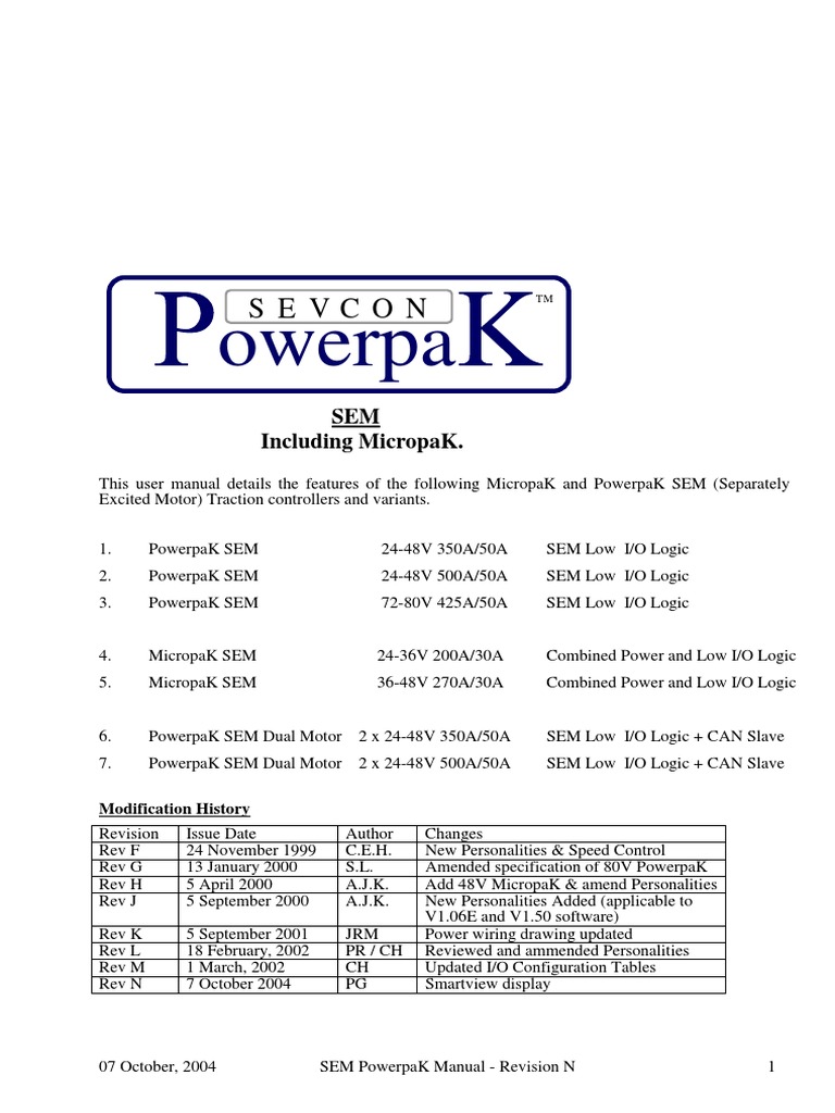 Powerpak SEM Manual Rev N4 | PDF | Electric Motor | Electronics