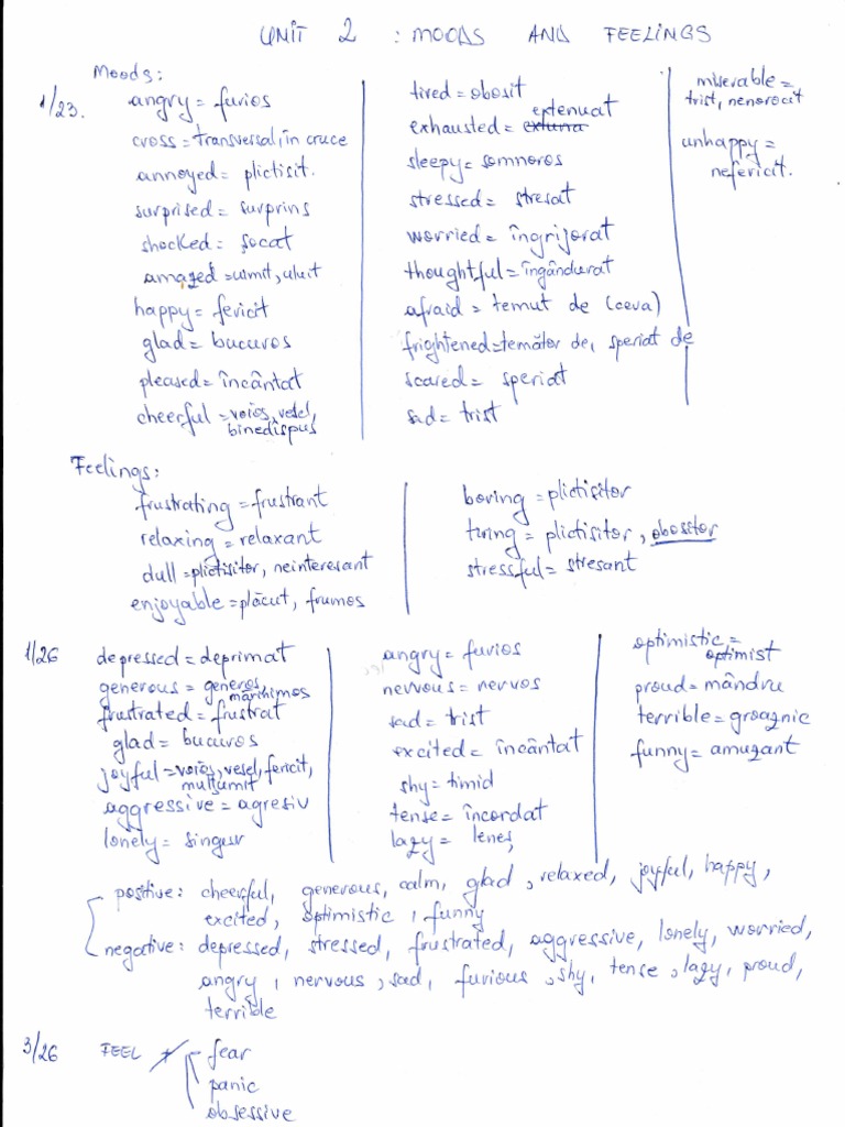 UNIT 2 Moods and Feelings | PDF
