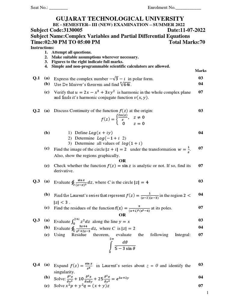 gtu-be-semester-iii-complex-variables-and-partial-differential
