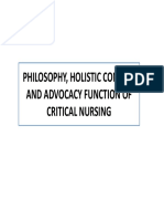 Philosophy, Holistic Concept and Advocacy of Critical Iil Patients