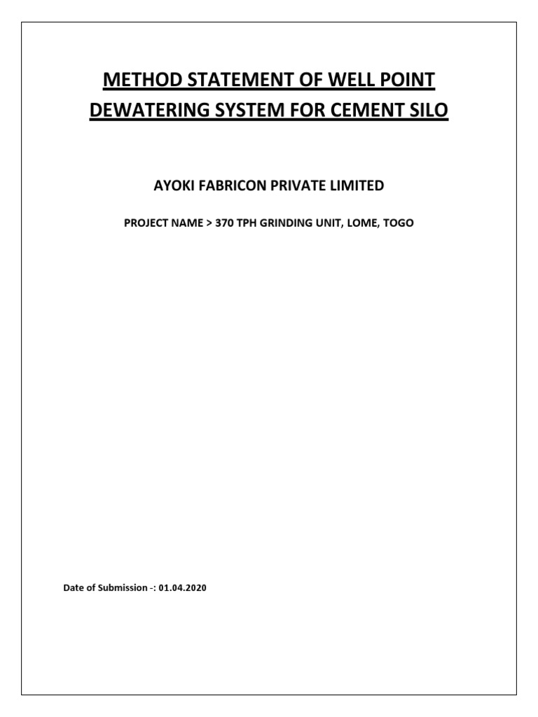 Well Point Dewatering Method Statement | PDF | Pipe (Fluid Conveyance ...