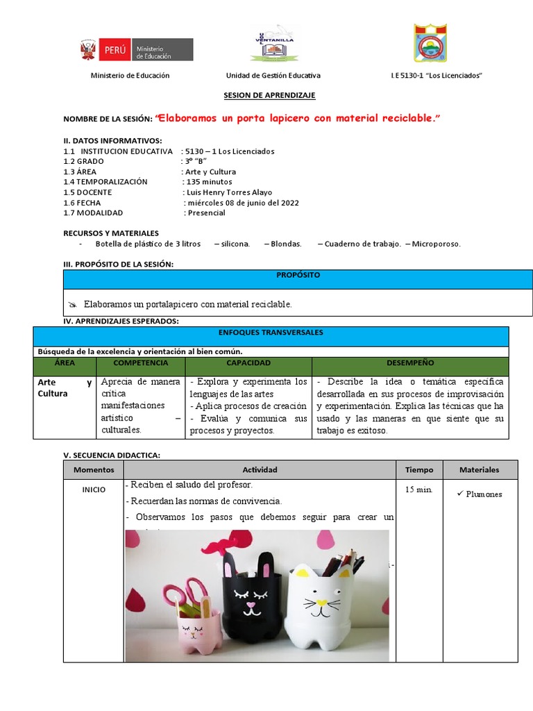 Sesión de Aprendizaje de Arte y Cultura | PDF | Evaluación | Aprendizaje
