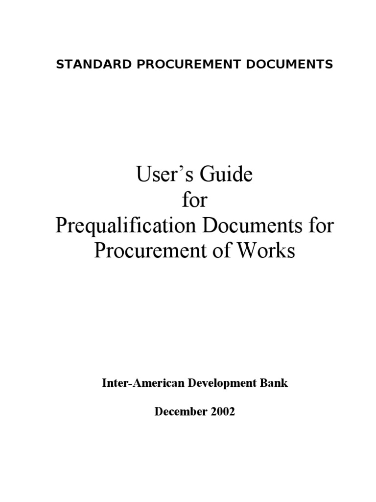 Prequalification Documents User's Guide | PDF | Inter American ...