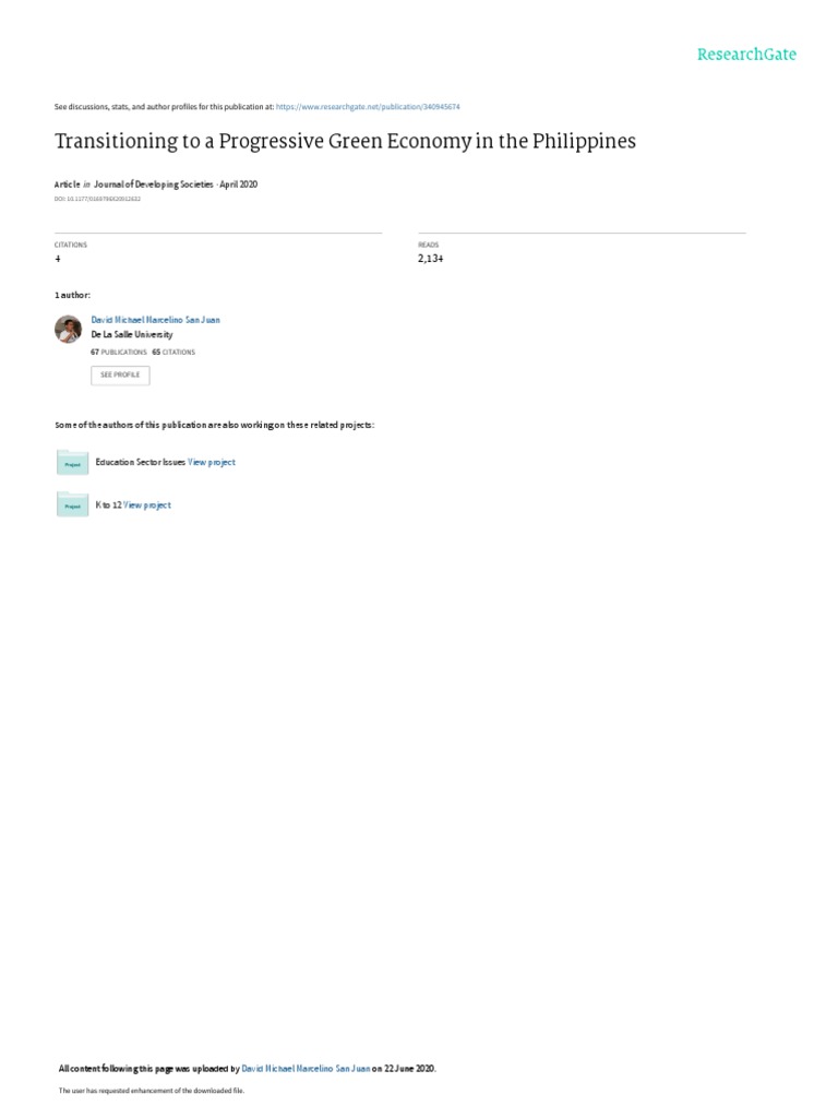 Transitioning To A Progressive Green Economy in The Philippines | PDF ...