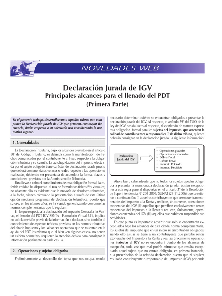 Guía para el PDT 621 IGV y Renta Mensual | PDF | Impuestos | Pagos