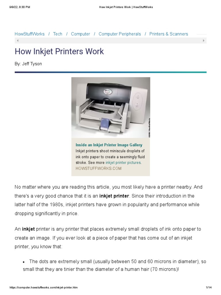 How Inkjet Printers Work HowStuffWorks PDF Printer