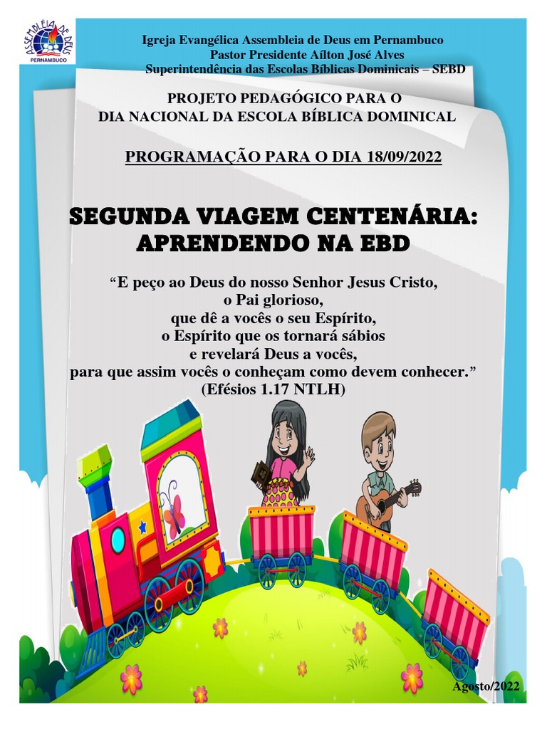 Projeto Pedagógico para Comemoração do Dia Nacional da Escola Bíblica ...