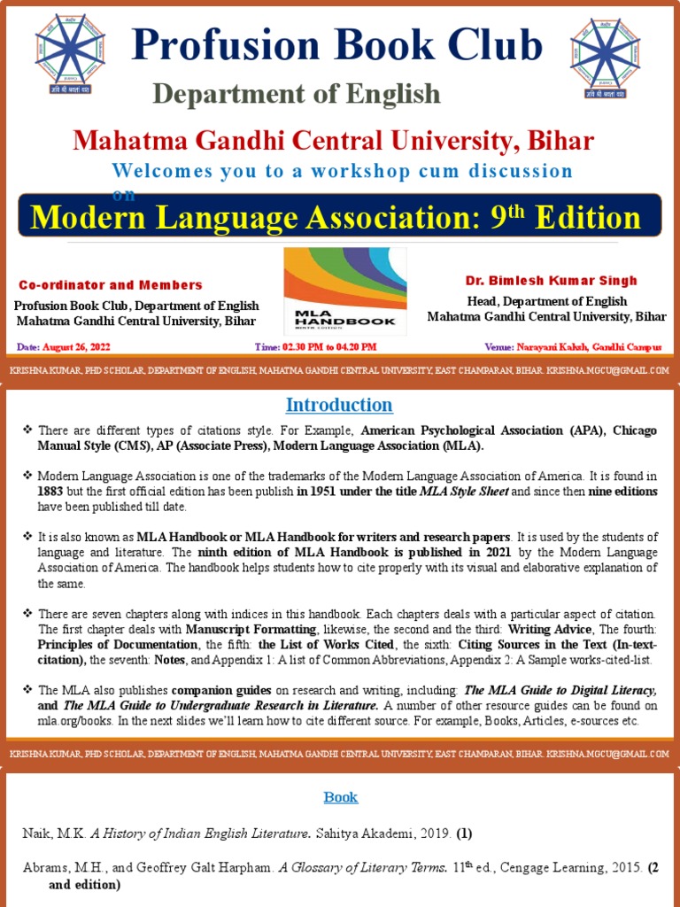 Mla 9th edition pdf