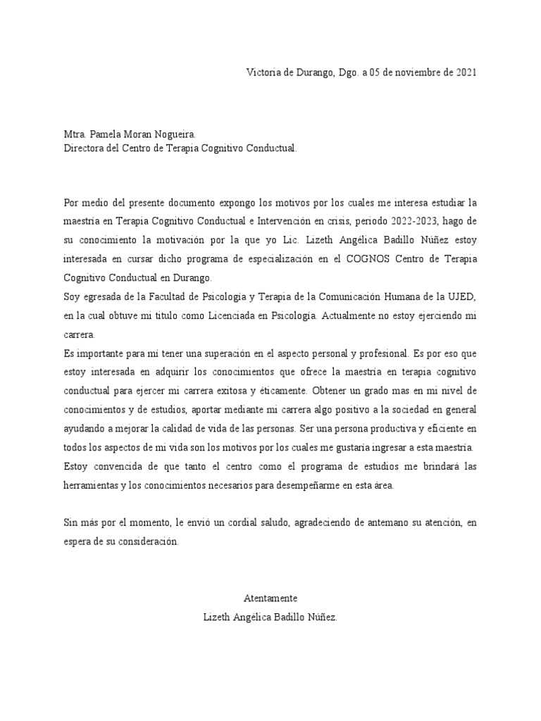Carta de Exposición de Motivos | PDF