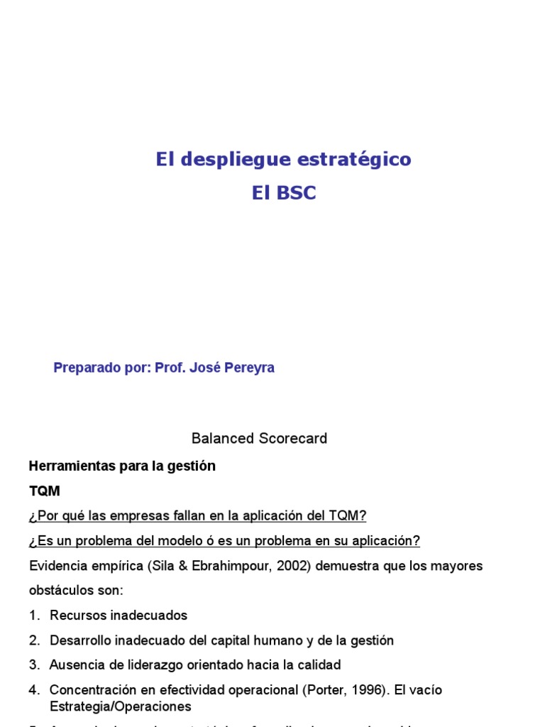 Implementación del Balanced Scorecard | PDF | Business | Calidad ...