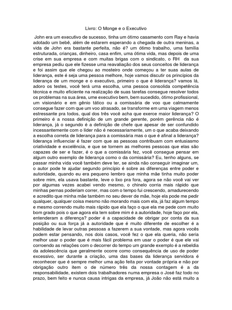 Livro o monge e o executivo pdf tempo motiva o