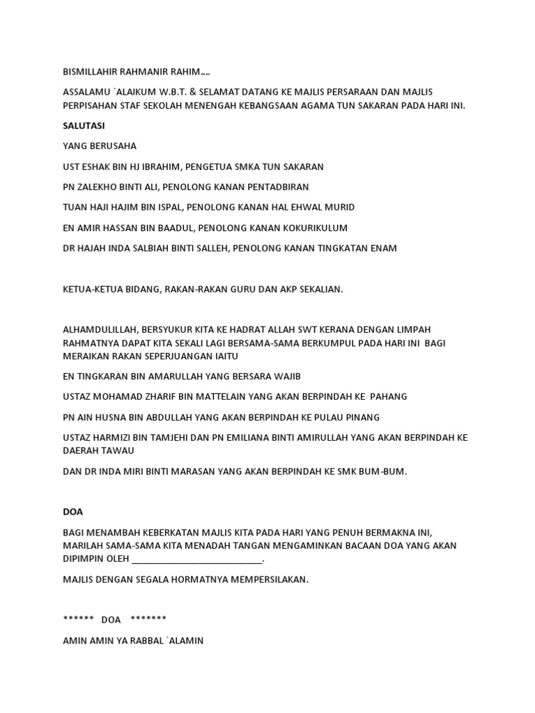 Teks Mc Perpisahan Pdf