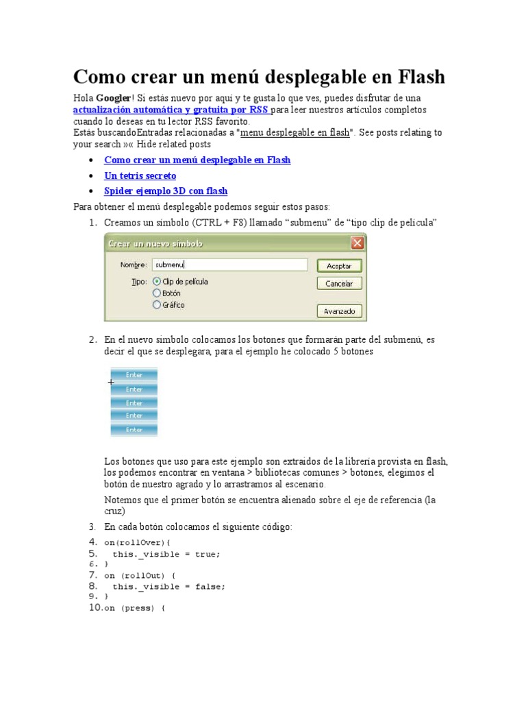 Crear menú desplegable en Flash | PDF | Software | Informática y ...