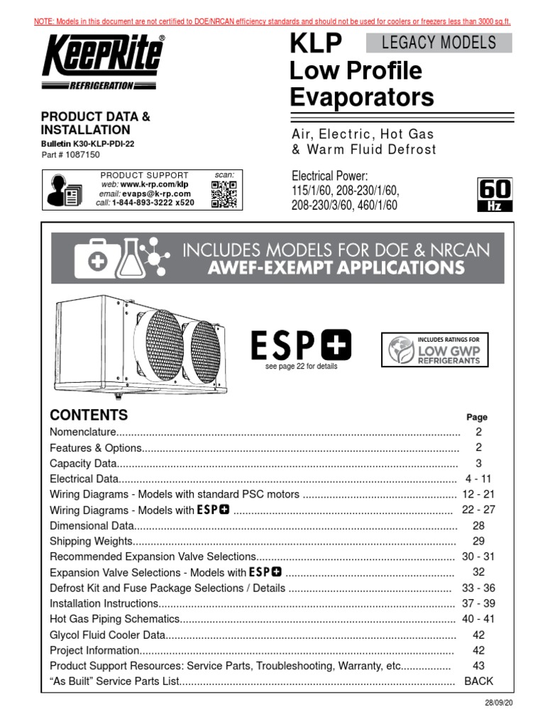KLP Low Profile Evaporator Manual | PDF | Electric Heating | Pipe ...