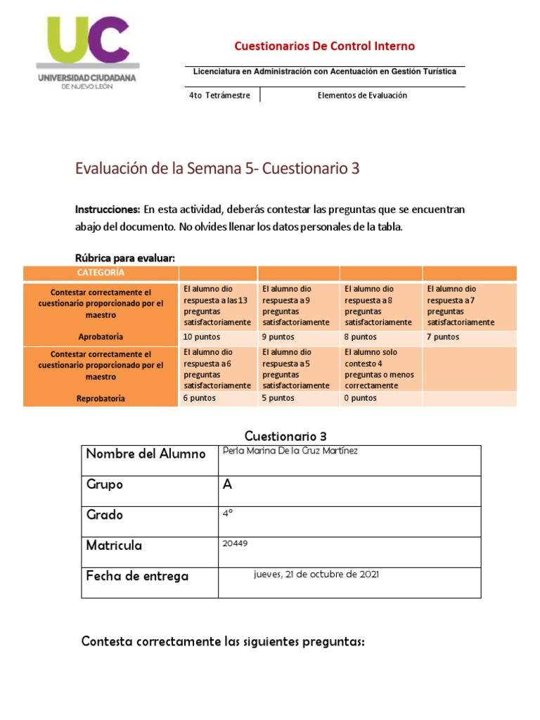Cuestionarios de Control Interno | PDF | Cuestionario | Software de la ...