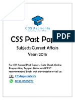 CSS 2016 Current Affairs Past Paper Questions