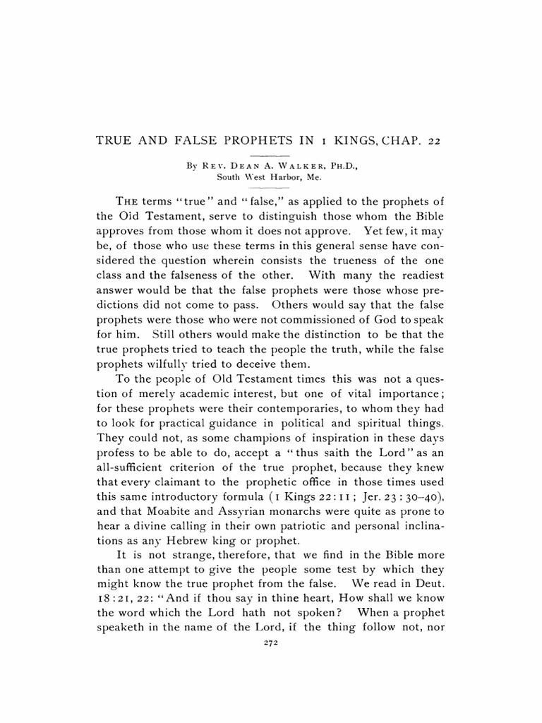 True vs. False Prophets in Kings | PDF | Prophet | Religious Belief And ...