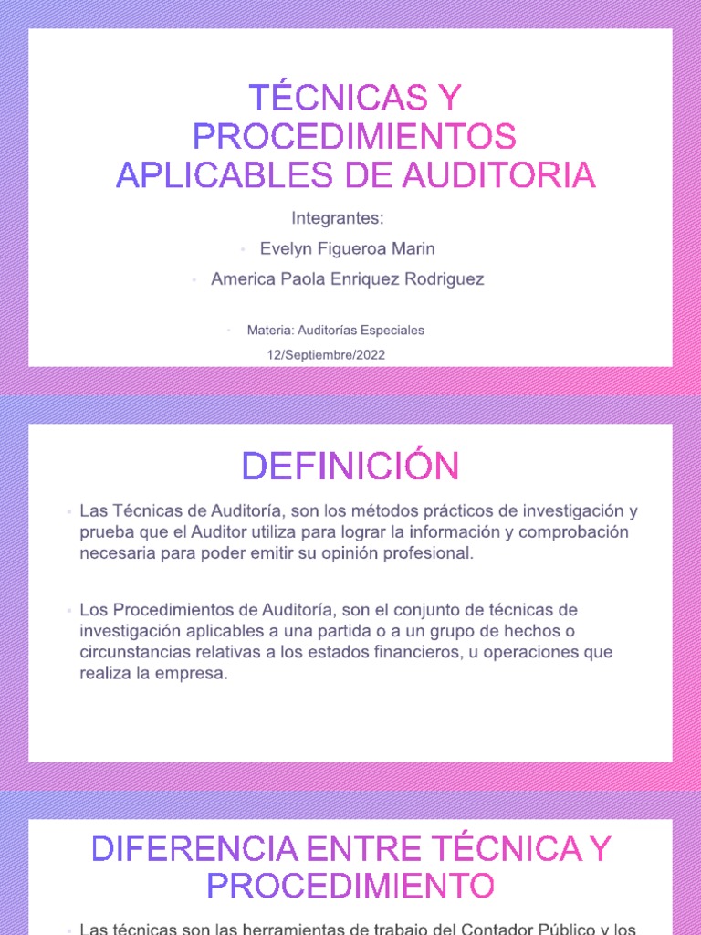 Técnicas y Procedimientos de Auditoría | PDF | Auditoría