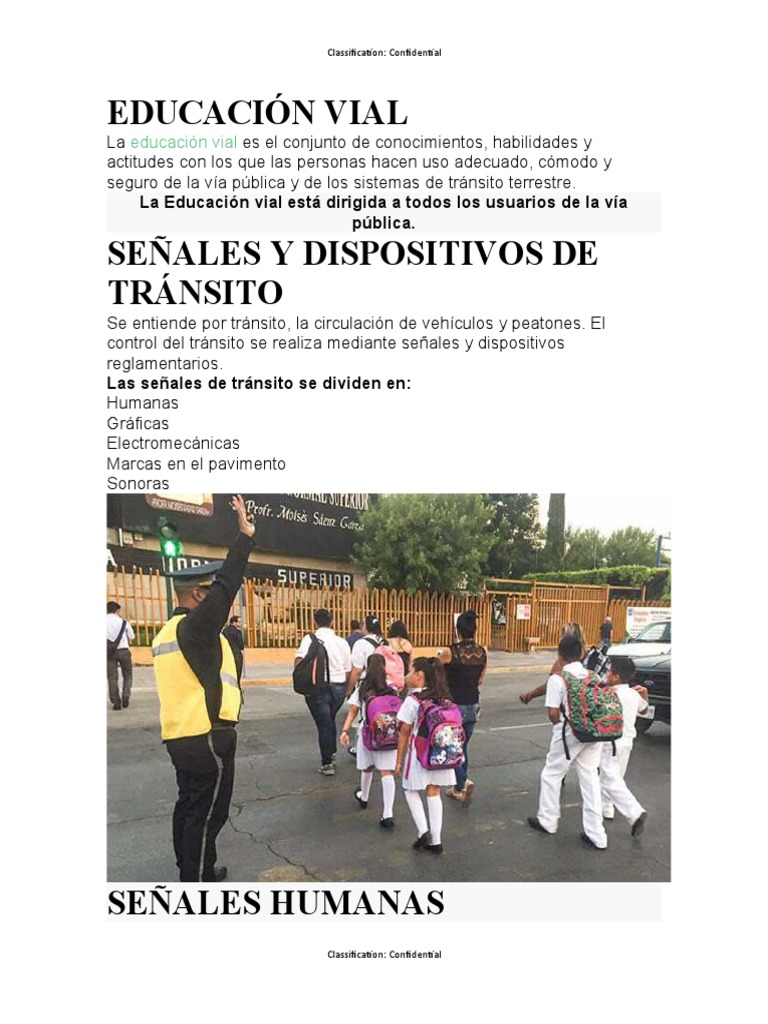 Educación Vial Señales Humanas Y Graficas Pdf Semáforo Peatonal