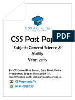 CSS 2016 General Science Ability Past Paper Solved