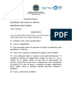 EXERCÍCIO SOBRE O TEXTO EPISTEMOLOGIA