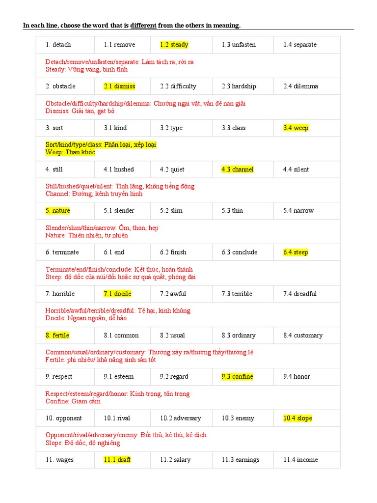 Odd One Out Answer 1 | PDF