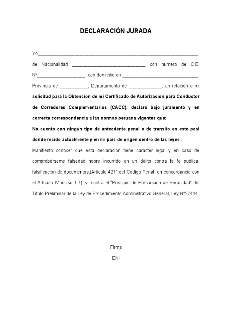 Declaracion Jurada No - Deudor - Alimentario | PDF